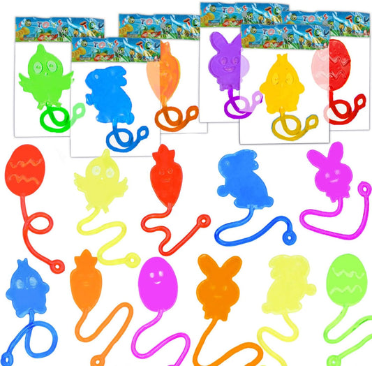 28 Pack Easter Sticky Hands Toys, Bunny Chick Egg Carrot Styles Stretchy Toys Easter Basket Stuffers, Pinata Fillers, Party Favors Gifts for Kids Boys Girls