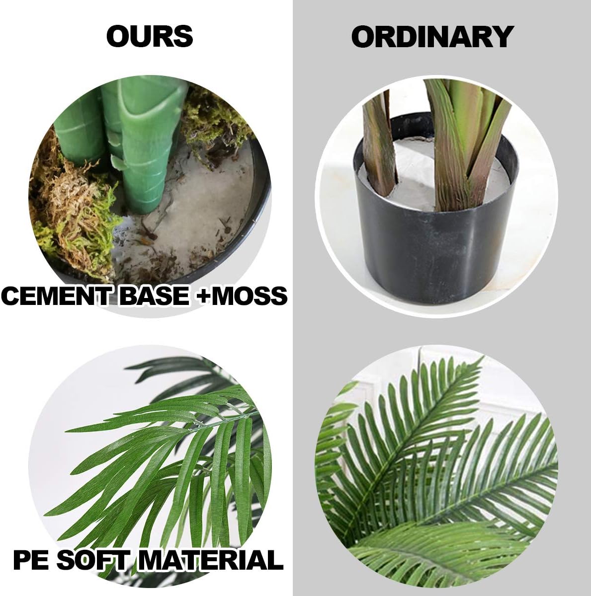 Goplus Artificial Palm Tree, 3.5 Feet Tall Potted Fake Greenery Tropical Plant, Faux Floor Tree for Indoor Outdoor Home Living Room Decor