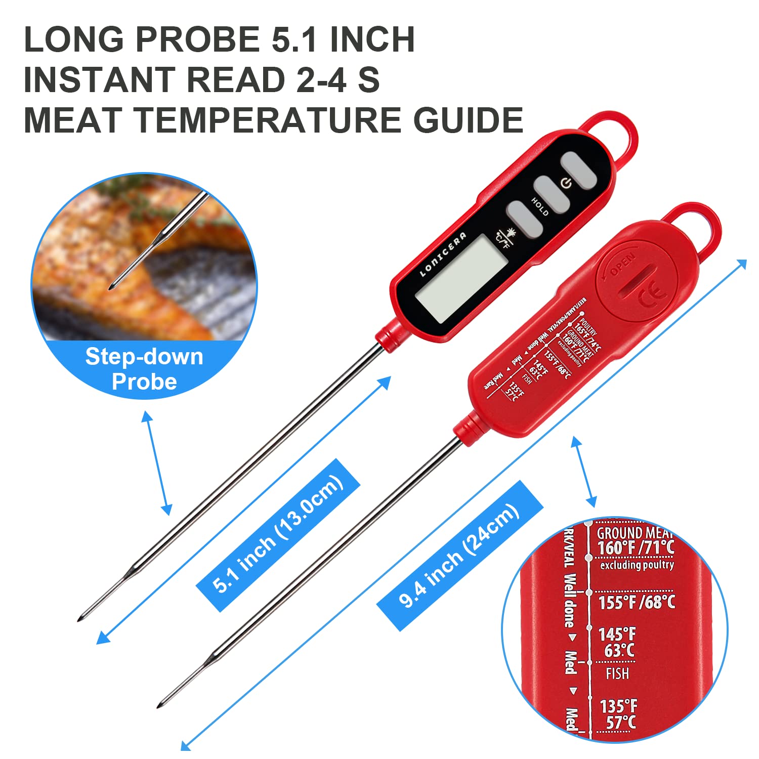 Lonicera Digital Cooking Thermometer for Bread Baking, Food and Water 