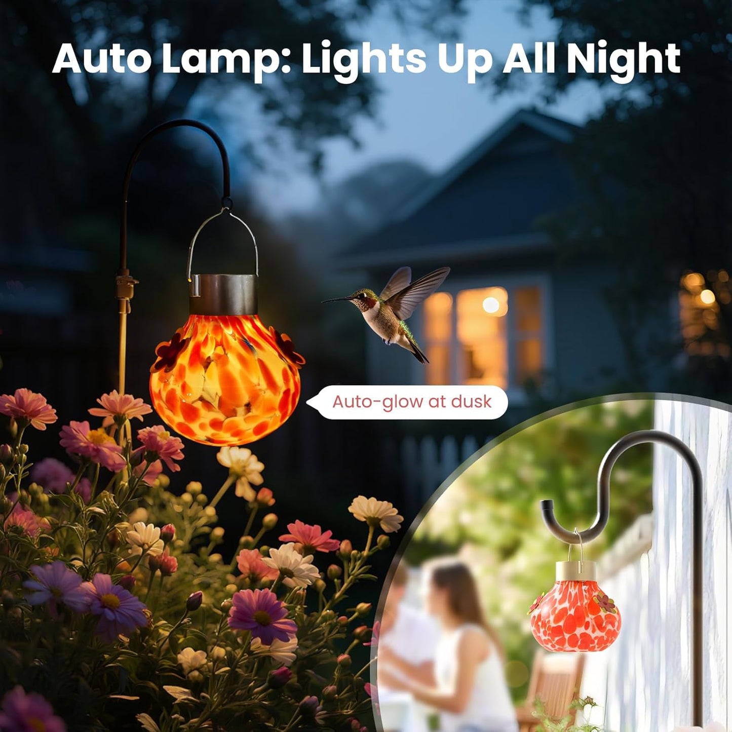 Hummingbird Feeder with Solar Camera, Glass Hummingbird Feeder for Out