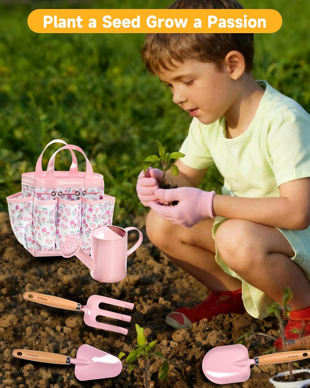 Kids Gardening Tool Set Toys - 8 Pieces Quality Garden Kit for Toddler