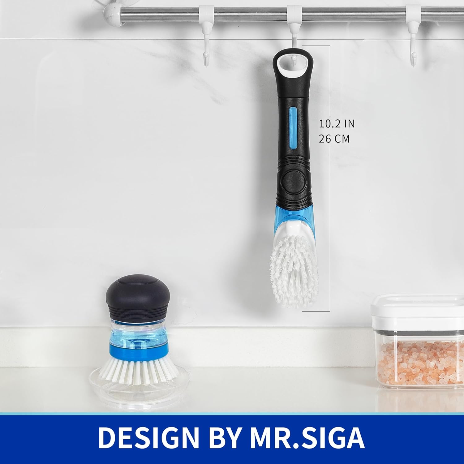 MR.SIGA Soap Dispensing Dish Brush, Kitchen Brush for Pot Pan Sink Cle