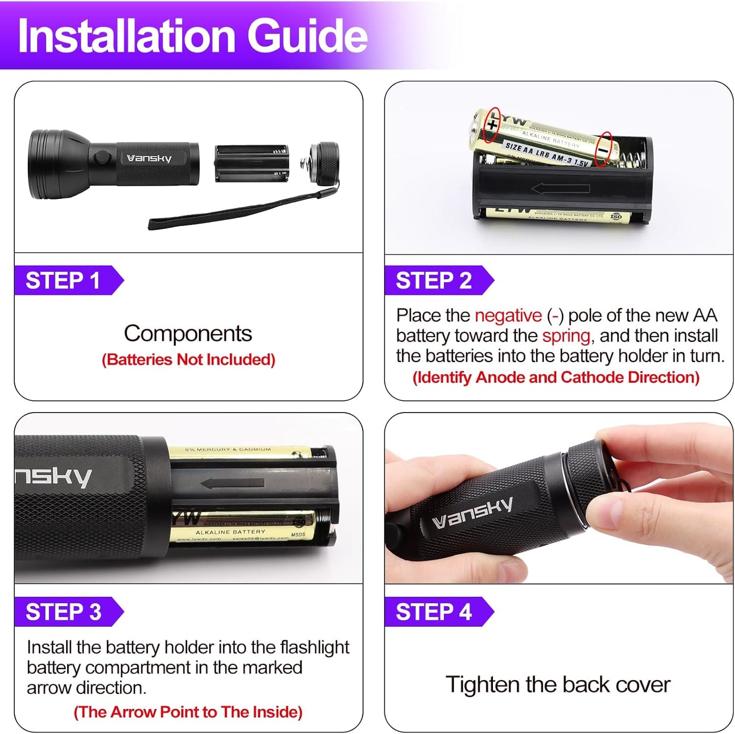 Vansky UV Flashlight Black Light, 51 LED Blacklight Pet Urine Detector