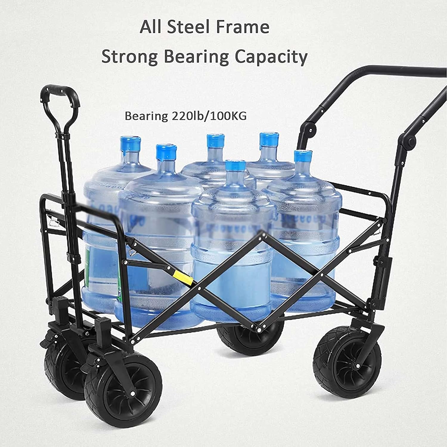 Heavy-Duty Outdoor Fold Up Wagon Portable with Adjustable Handle Sport