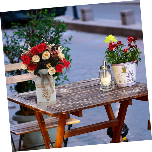 Milisten Vintage Style Metal Flower Pot Round Decorative Vase for Home