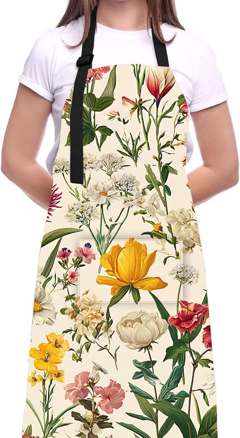 Apron Home Kitchen Cooking Baking Gardening for Women Men with Pockets