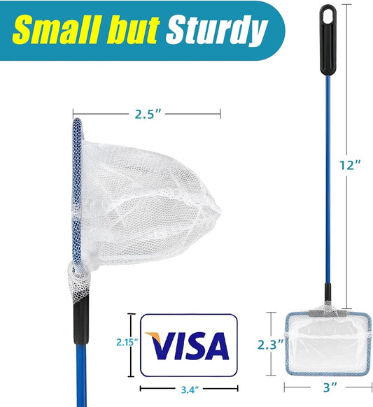 AQUANEAT Aquarium Fish Net, Small Fish Tank Cleaning Net, Food Wastes 