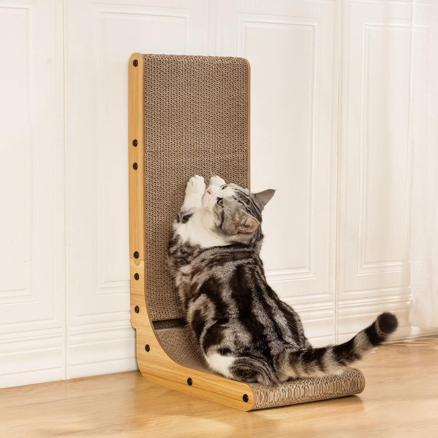 Poils bebe L Shape Cat Scratcher, 26.8 Inch Cat Scratchers for Indoor 