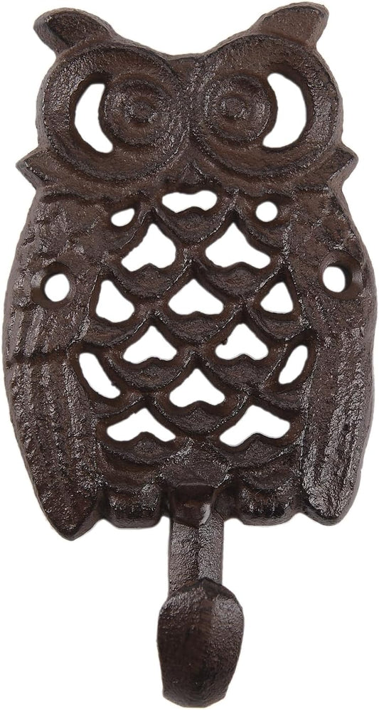 BRASSTAR Cast Iron Owl Shaped Coat Hook Wall Mounted Retro Hanger for Hanging Coats, Bags, Hats, Towels, Keys, Tools, Home Farmhouse Garden Decor (1)