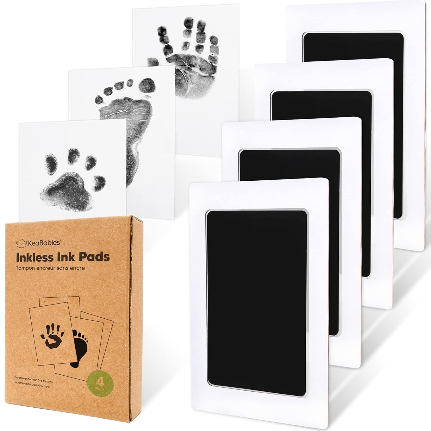 4-Pack Inkless Baby Hand and Footprint Kit - Mess Free Ink Pad for New
