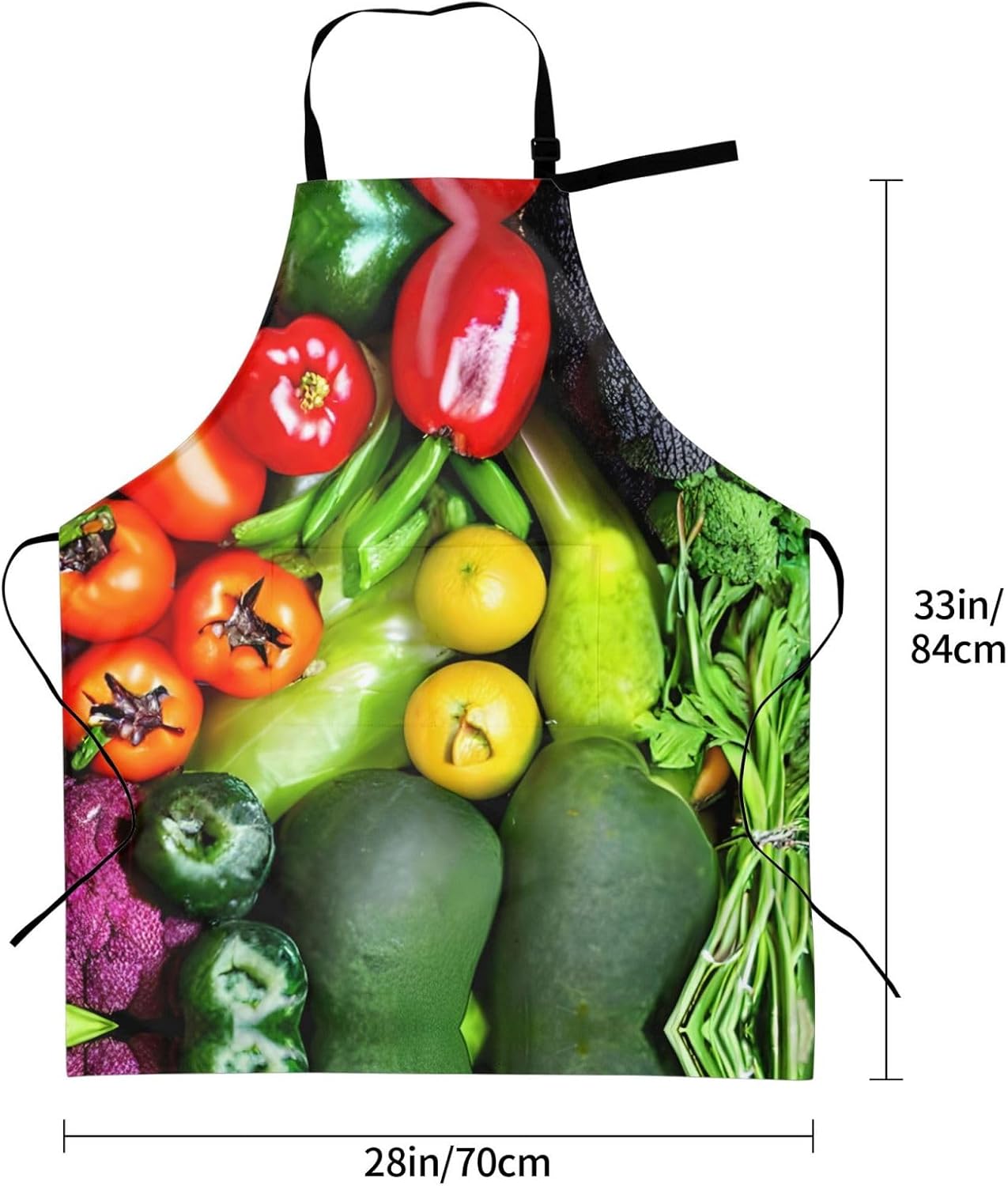 fresh vegetables fruits print Waterproof apron with pocket adjustable cooking apron for adult kitchen bibs to bake