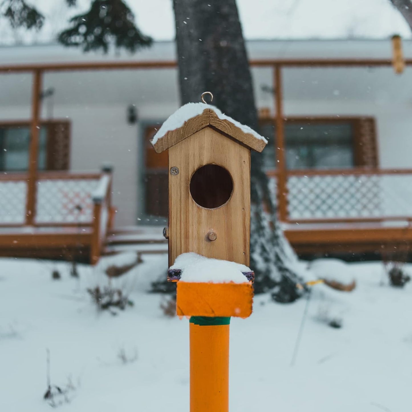 Hummingbird House for Outside Hanging, Mini Wood Birdhouse specifically for Hummingbird, Small Bird Nesting Box with Perch, Weather-resistant outdoor birdhouse, Dimensions:3.3*4.1*5.9 inch