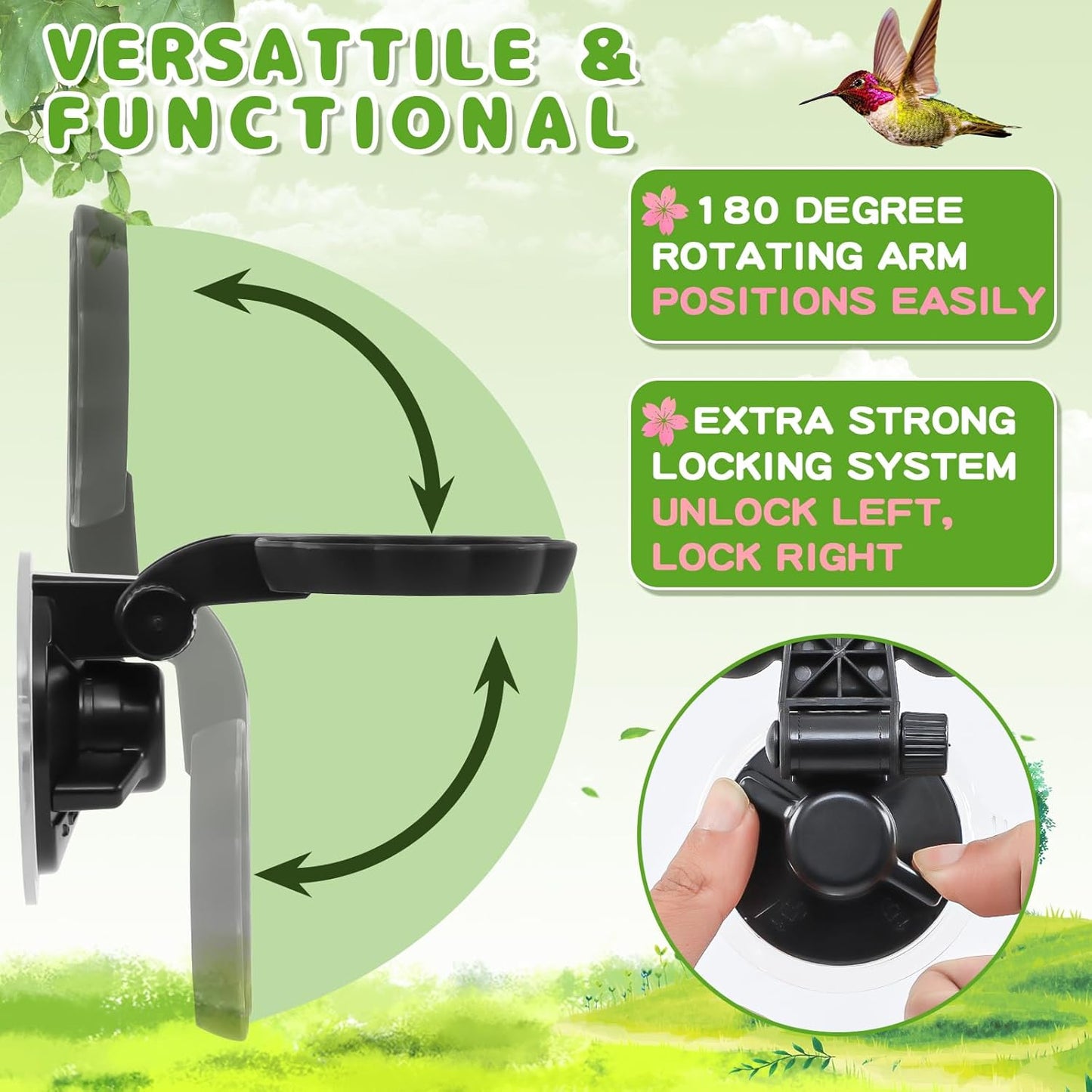 Gtongoko Set of 2 Handheld Hummingbird Feeders New Upgraded Mini Glass Style with Window Mount Suction Cup, Convenient for Outdoor Use & Window Display, Red