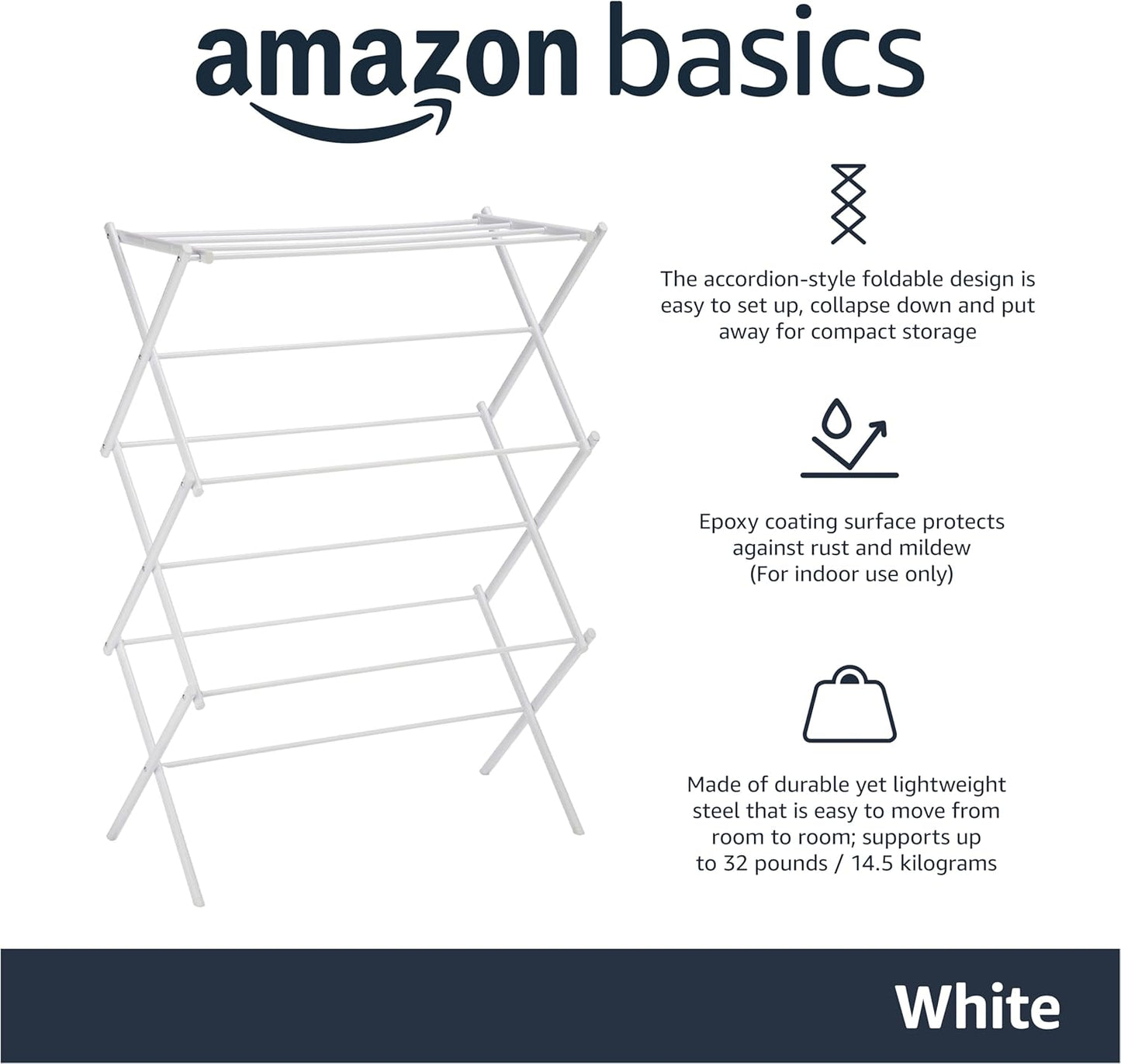 Amazon Basics Foldable Portable Clothes Drying Rack for Indoor Air Dry