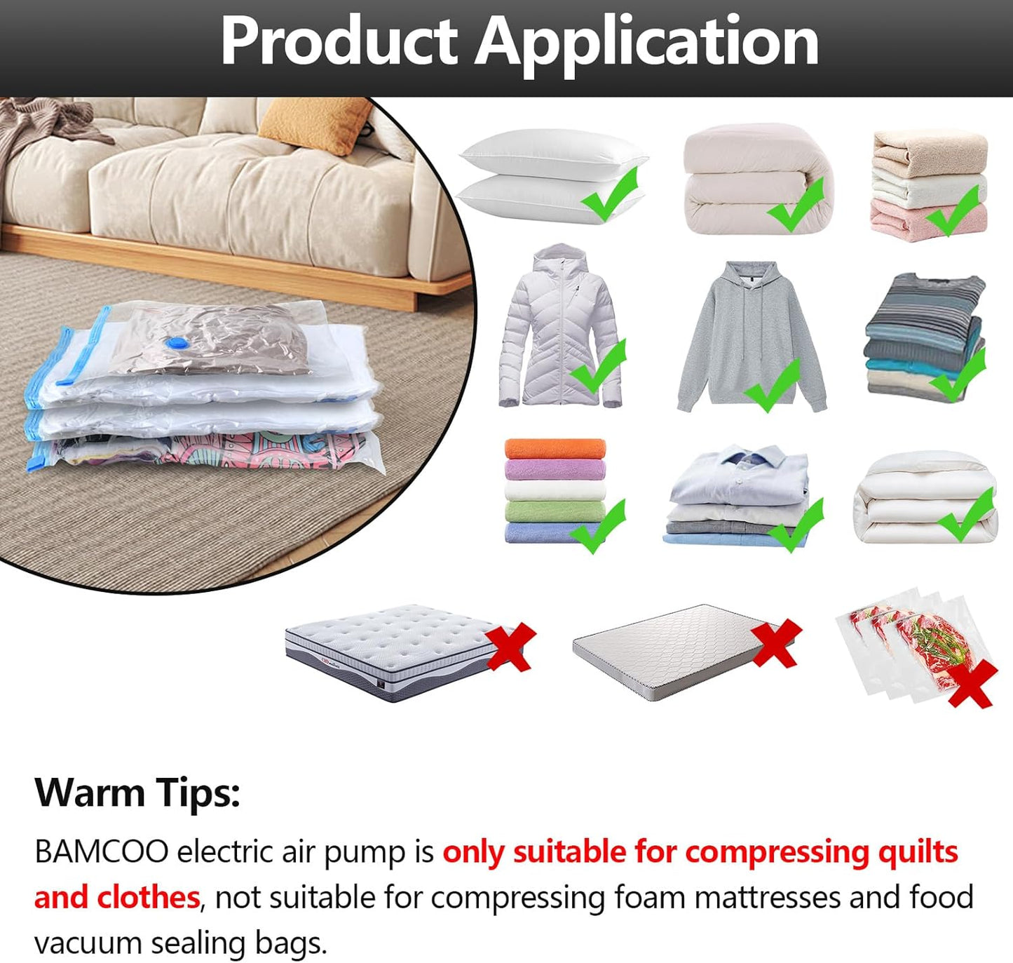 Electric Pump for Vacuum Storage Bags Travel Vacuum Pump for Various V