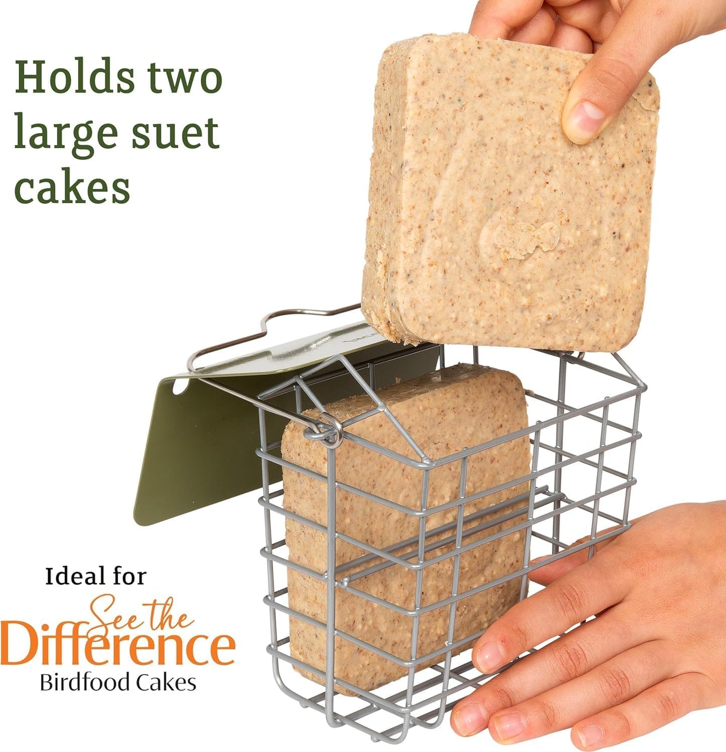 Suet Cake Feeder - Jacobi Jayne® Suet Cake Basket - Holds 2 Suet Blocks for Wild Birds - Suet Block feeders Hanging - Suet Block Holder - Suet Block Feeder for Small Birds only