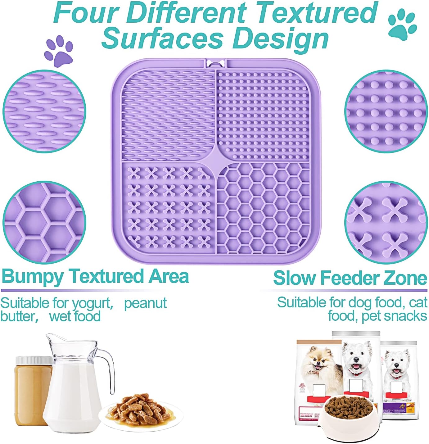LUKITO Lick Mat for Dogs & Cats 2 Pack with Suction Cups, Dog Lick Mat
