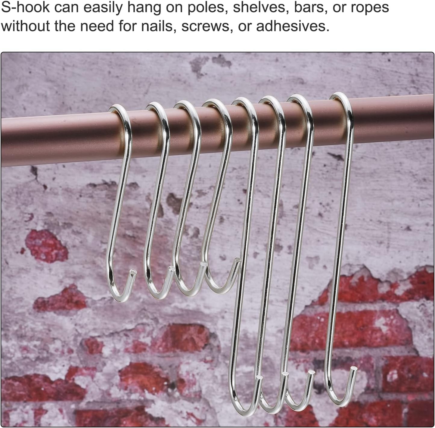 uxcell S Hanging Hooks, 12inch/300mm Extra Long Steel Hanger, Indoor O