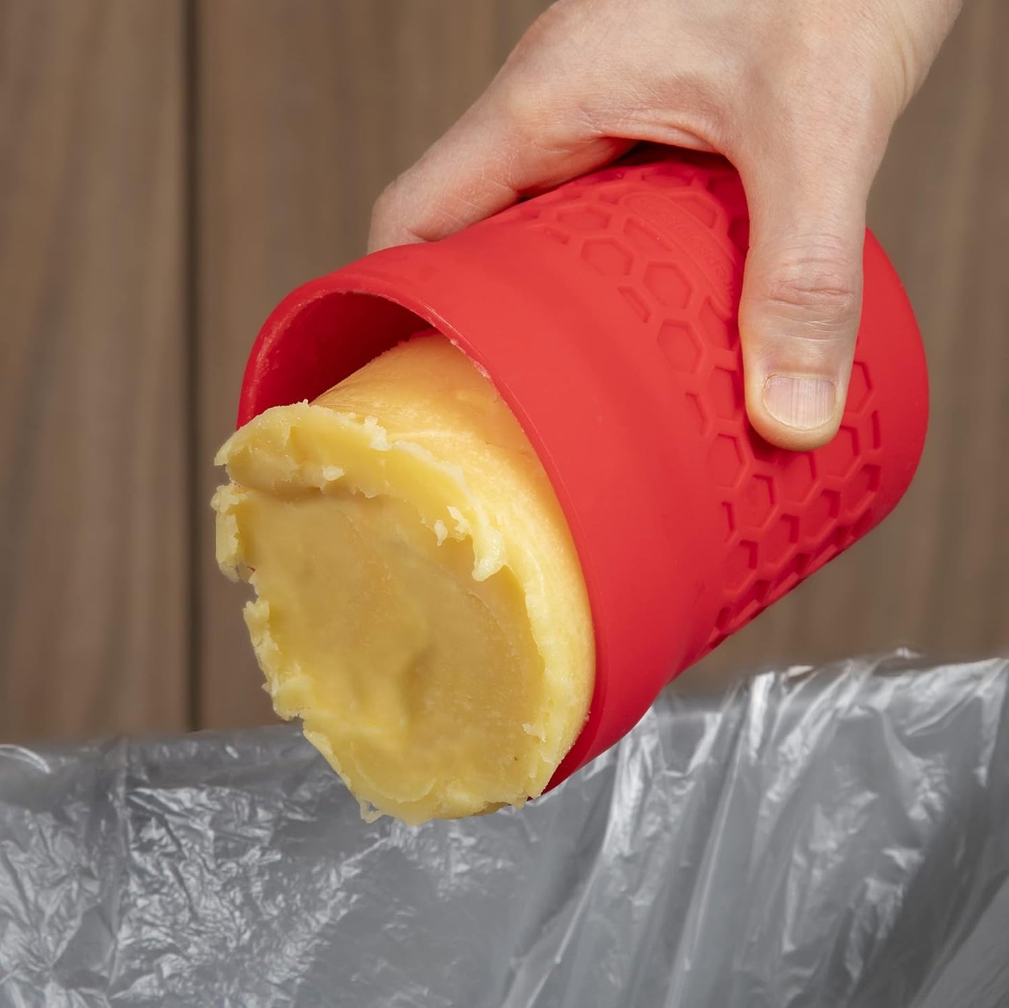 Prep Solutions Heat-Resistant Silicone Grease Strainer & Keeper - 2 Cup Capacity, Red