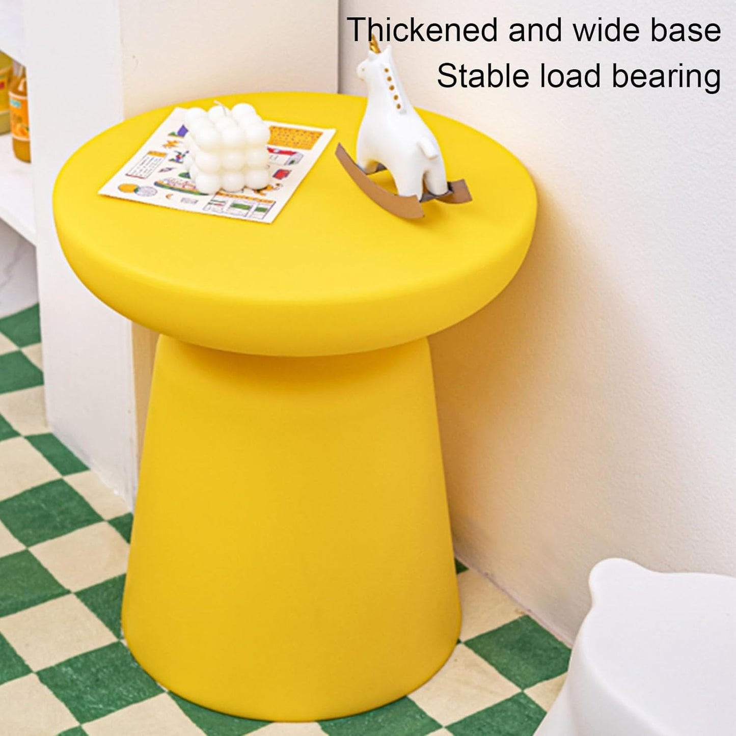 16" Round Side Table - Modern Coffee Table for Living Room & Garden, Versatile Plant Stand, Durable PE Material, Indoor & Outdoor Use (Green)