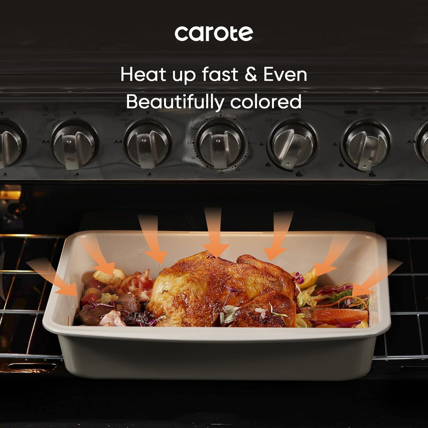 CAROTE 7-Piece Nonstick Stackable Baking Pans Set - Bakeware Sets Incl