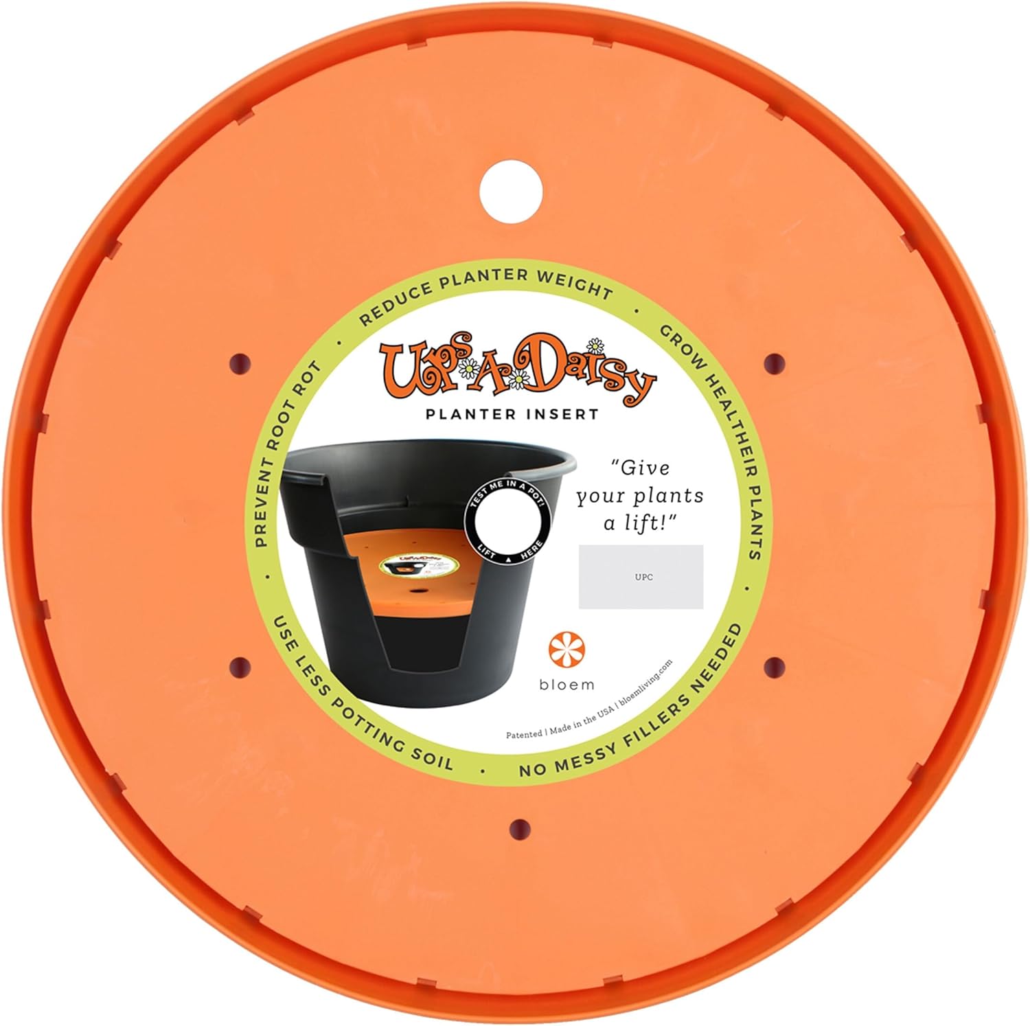Bloem Ups-A-Daisy Round Planter Insert: 11" - Orange - Durable Resin D