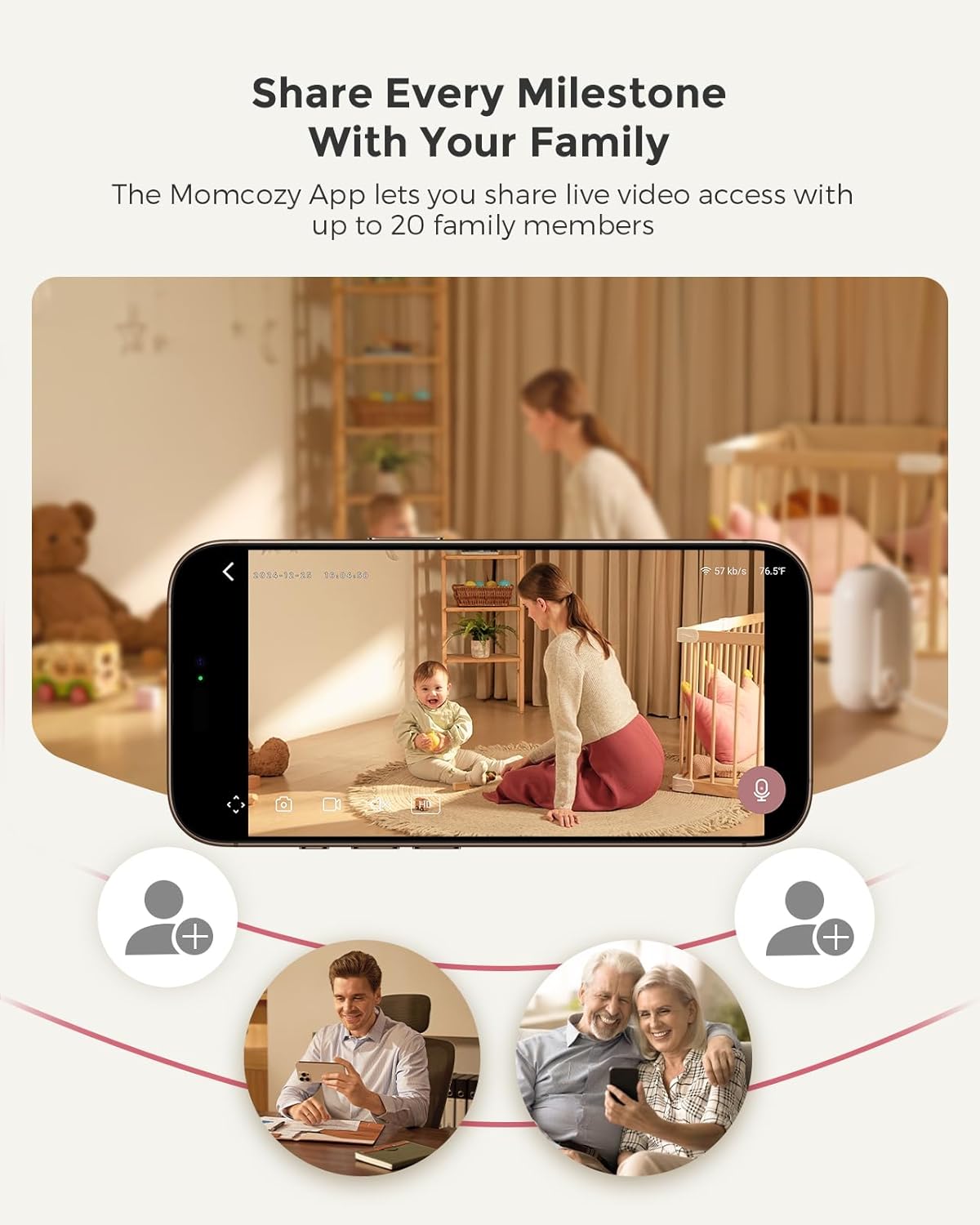 Momcozy Smart WiFi Baby Monitor with Camera and Audio, 5" 1080P Screen