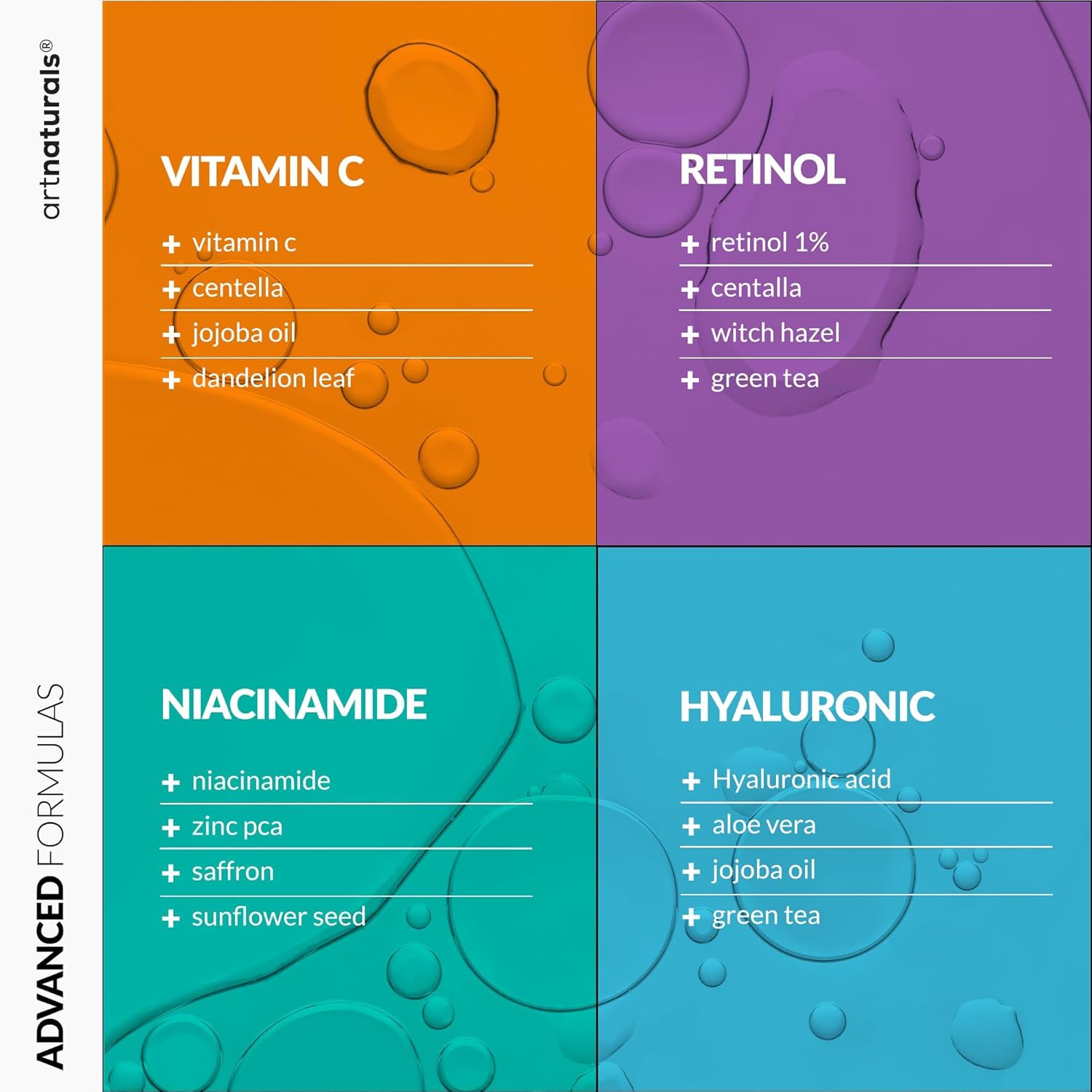 Vitamin C Serum Skin Care 4-Piece Set: Includes Retinol, Hyaluronic Ac