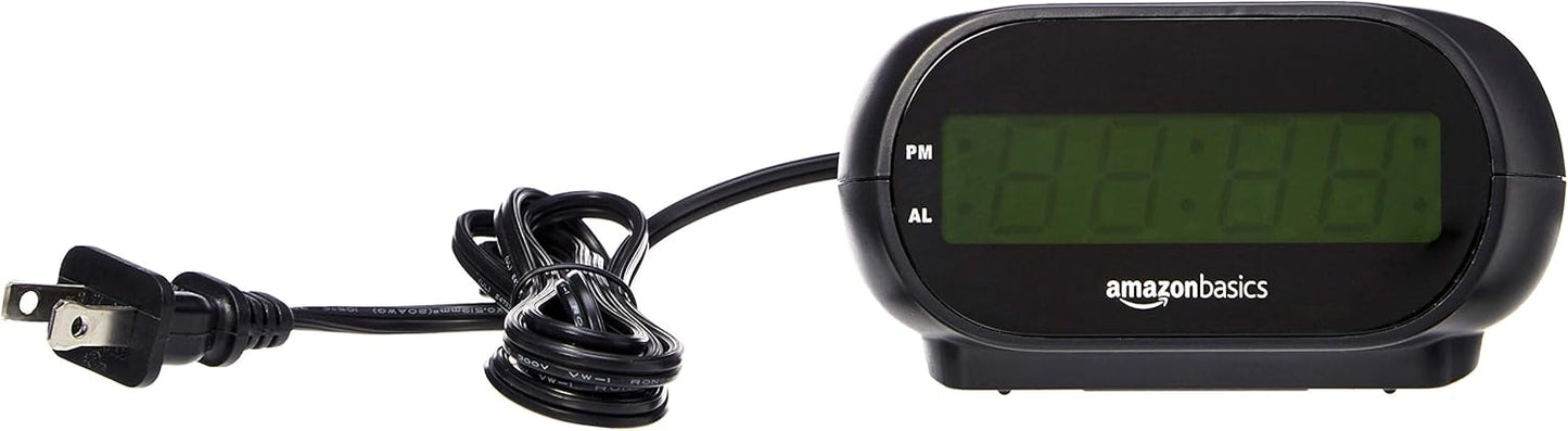 Amazon Basics Small Digital Oval Alarm Clock with LED Display, Nightli