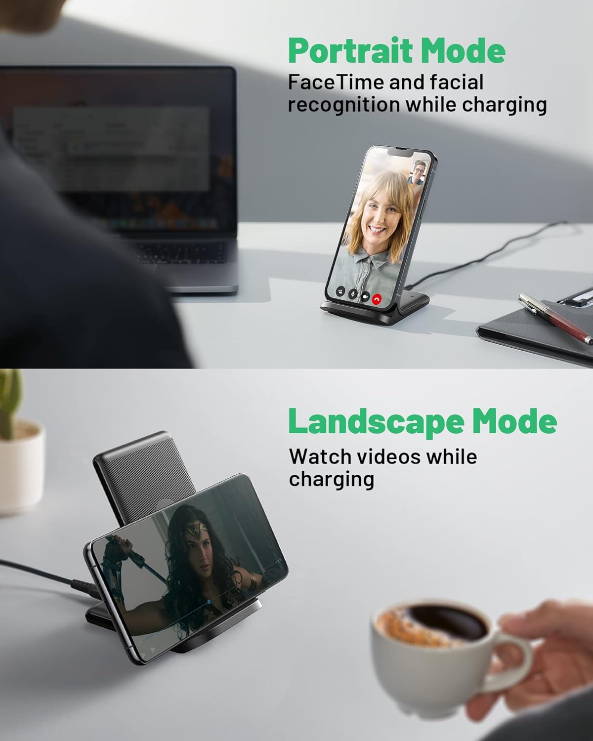 INIU Wireless Charger, 15W Fast Wireless Charging Station with Sleep-F