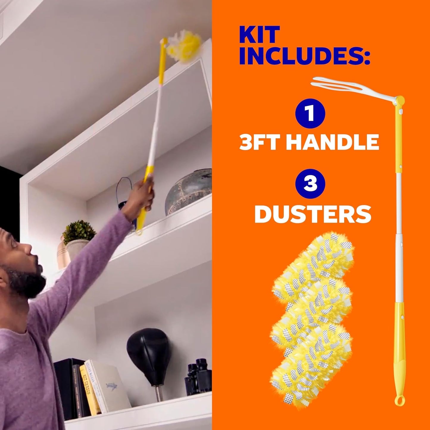Swiffer Duster Kit with 3 ft Extendable Handle, Heavy Duty Dusting Sta
