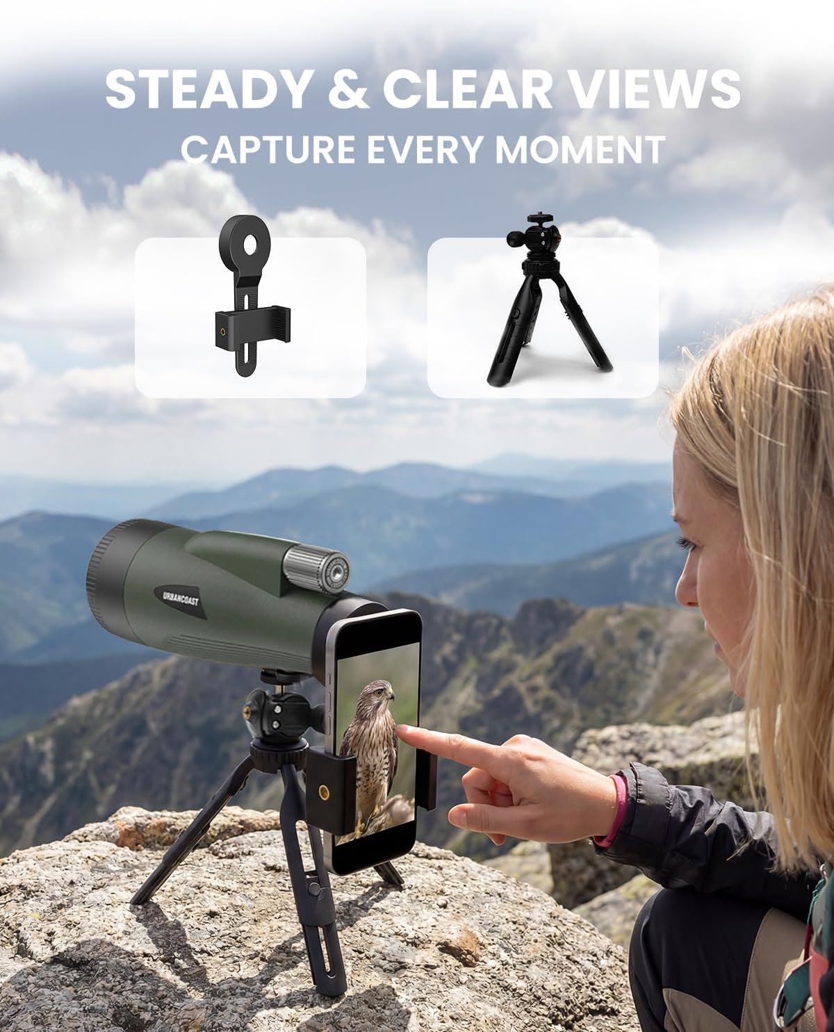 15x65 Monoculars for Adults High Powered - Monocular Telescope with Phone Adapter & Tripod - Super Bright Waterproof Monocular with BAK4 Prism & FMC Lens - Monoculars for Bird Watching Travel Hiking