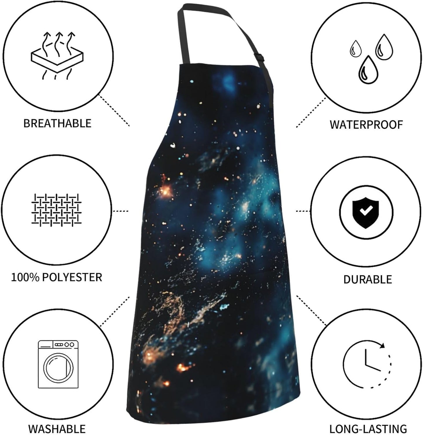 Galaxy Sky print Waterproof apron with pocket adjustable cooking apron for adult kitchen bibs to bake