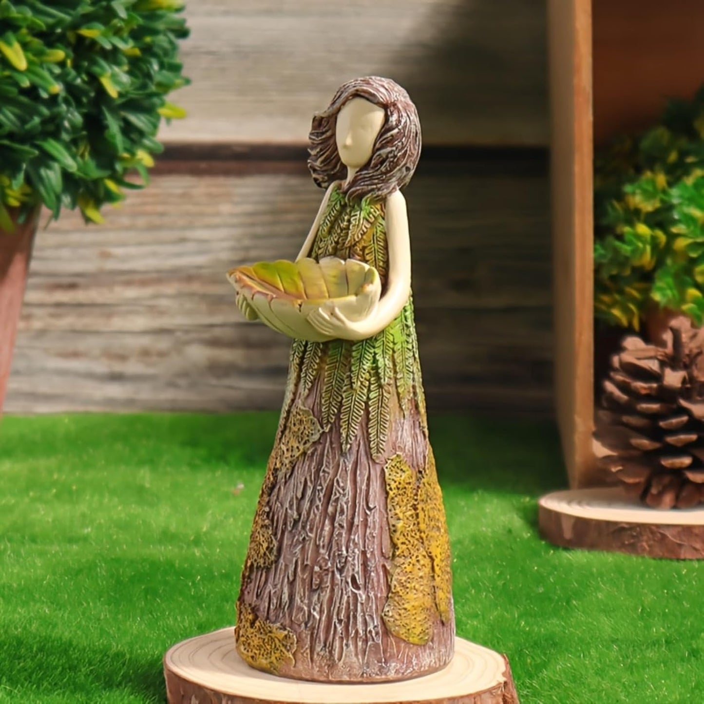 Charming Forest Girl Statue Resin Figurine Bird Feeder - Vintage Garden & Balcony Decor, Perfect for Mother's Day, for Spring, Summer