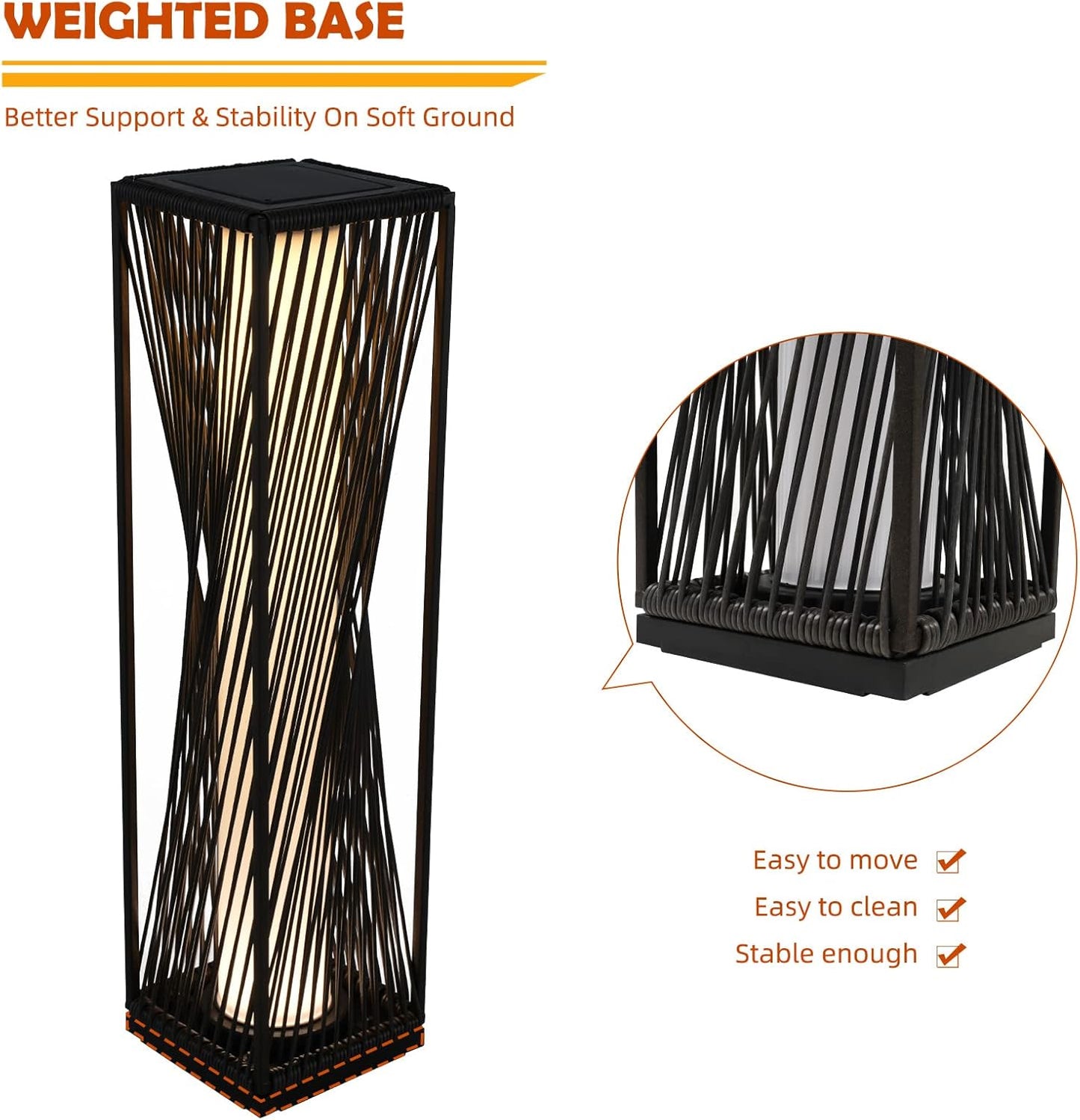 Solar Yard Outdoor Solar Floor Lamp Resin Wicker Solar Light Outdoor Waterproof for Yard, Garden, Pathway, Deck, Dazzle Dance