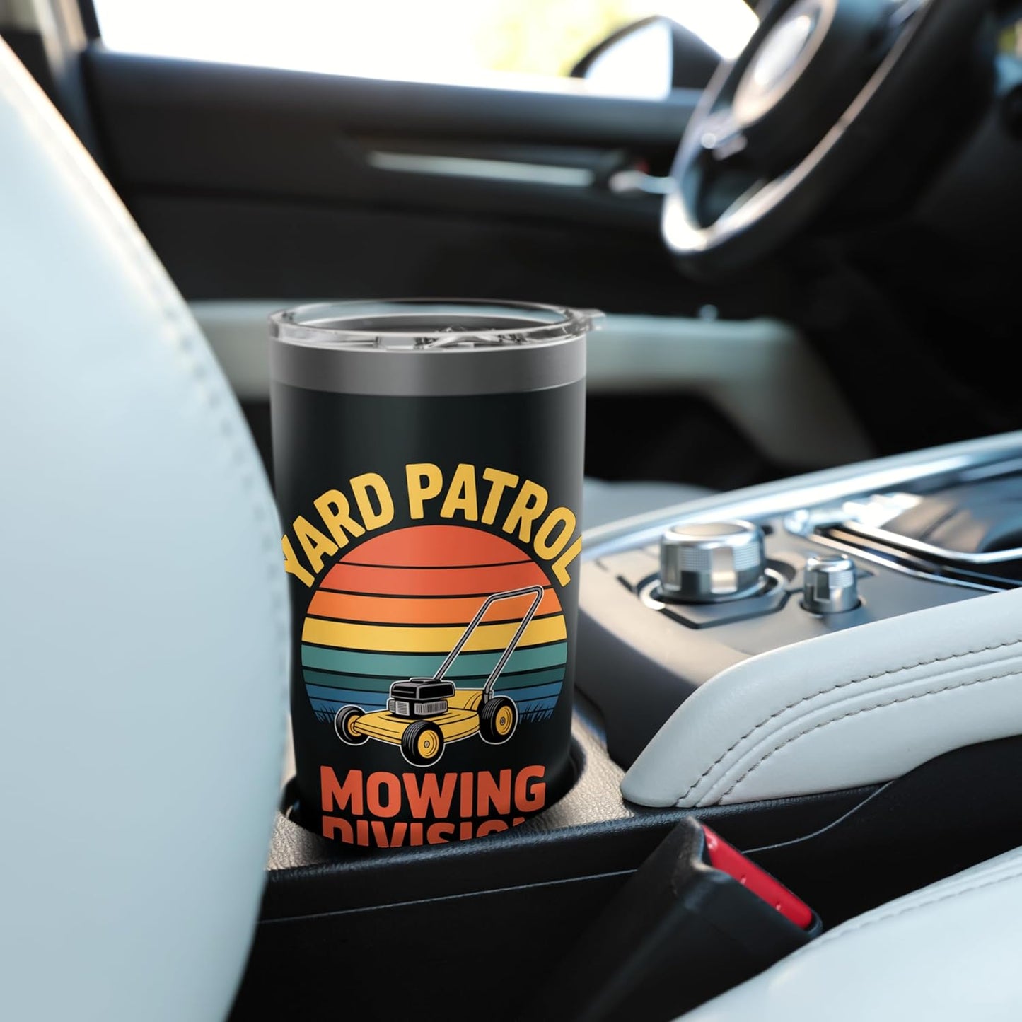 Yard Patrol Mowing Division Funny Lawn Mower Dad Humor Joke Stainless Steel Insulated Tumbler
