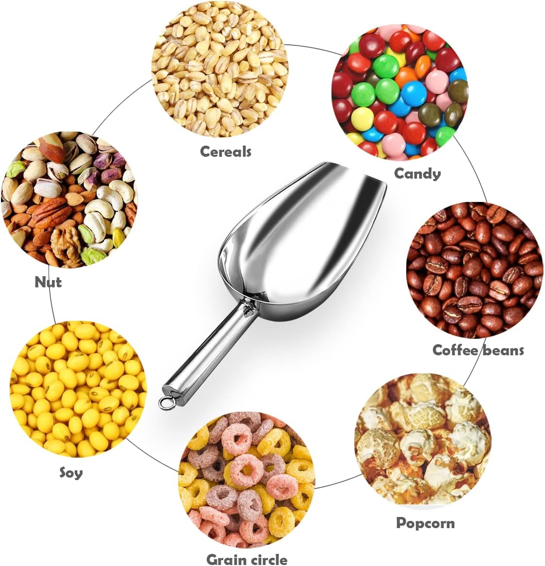 Metal Ice Scoop 6 Oz，Kitchen Ice Scooper for Ice Maker, Small Food Sco