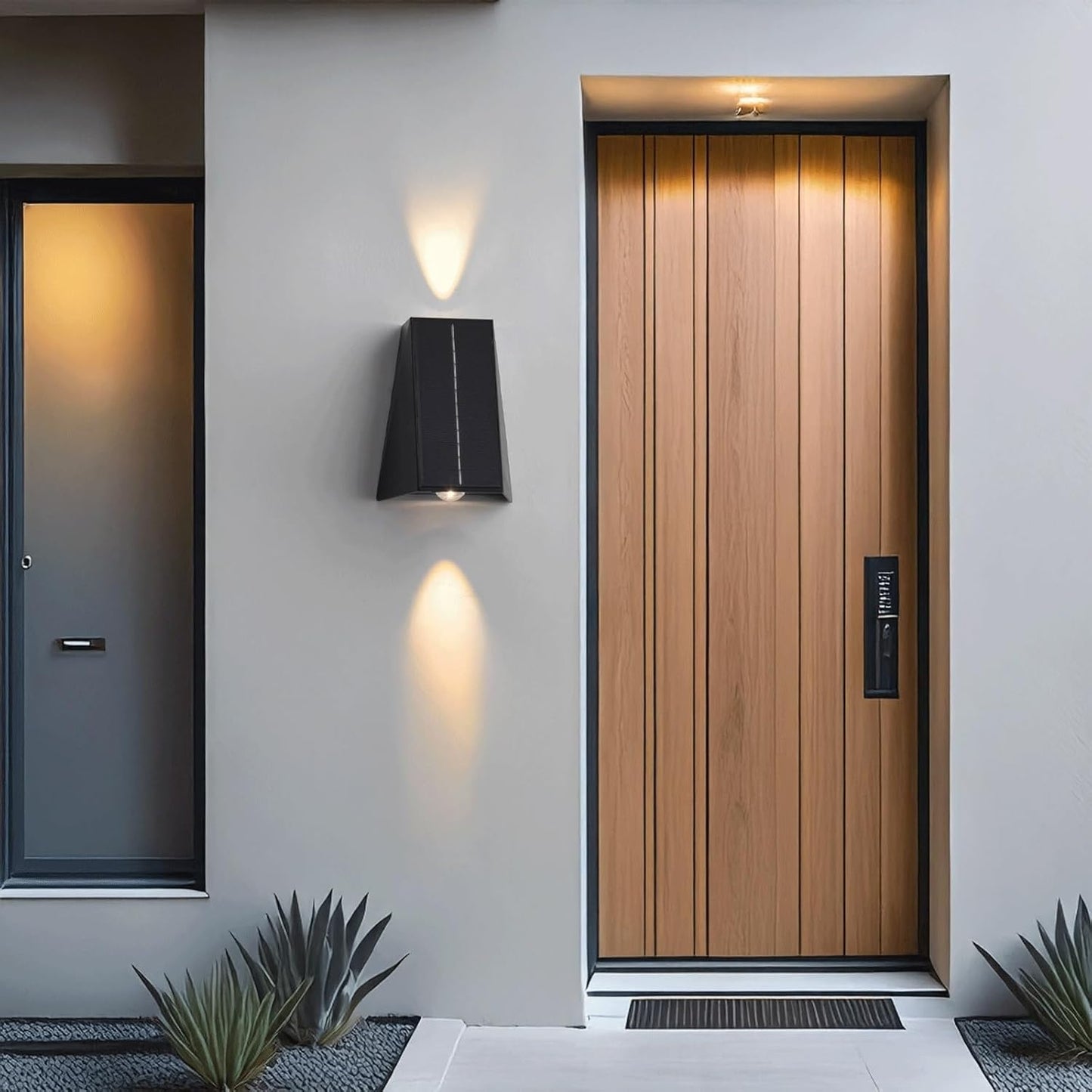 Outdoor Wall Sconce, Exterior Wall Light, Wall Lamp, Up Down Solar Motion Sensor Fixture for Garden Fence Patio Yard Garage Deck House Entryway Villa Facade Gate Driveway Cottage