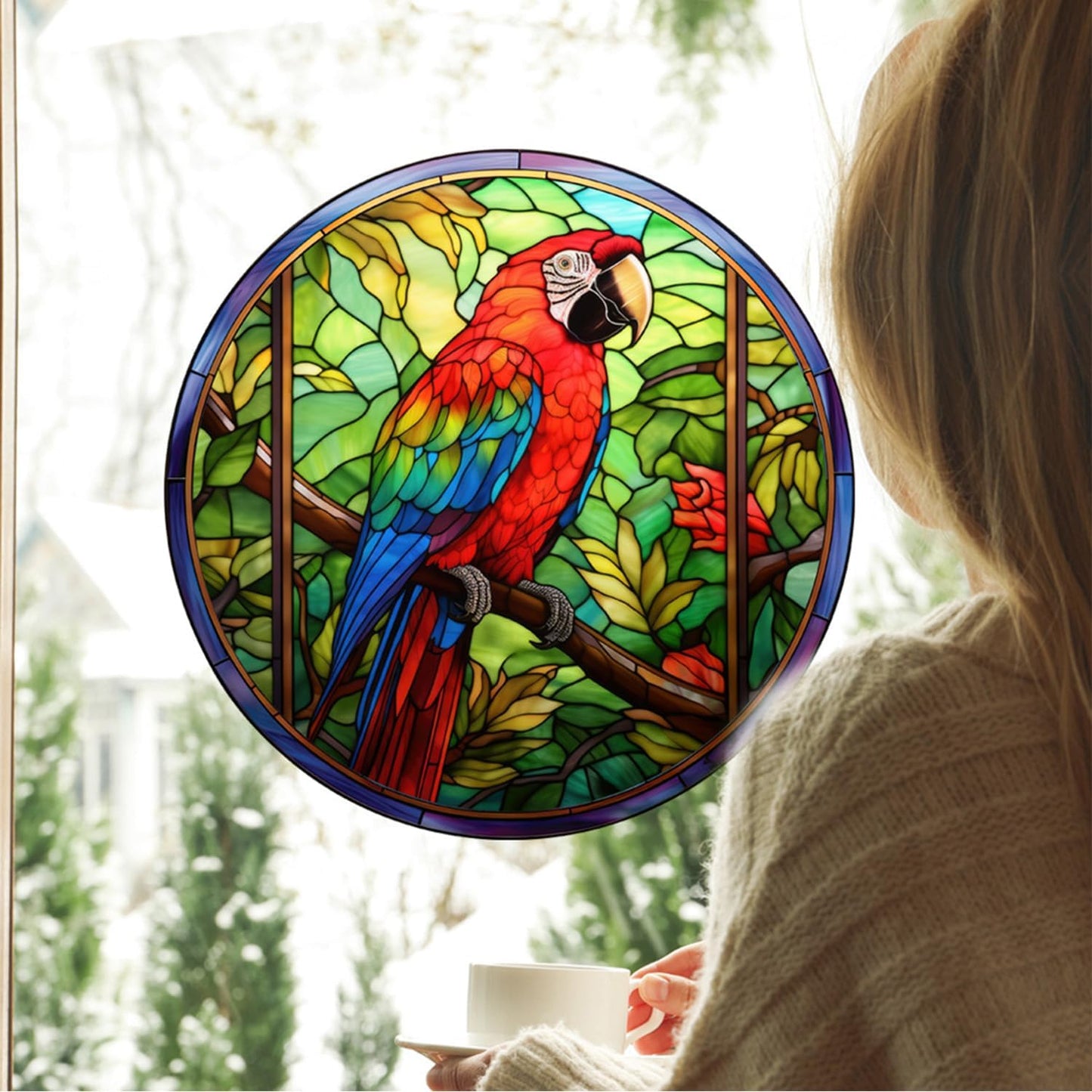 4 Sheets Sunflower Stained Glass Window Sticker,Sunflower Suncatcher,Cardinal Decor Stained Colorful 3D Static Window Glass Stickers,Home Decor,Gift for Mother