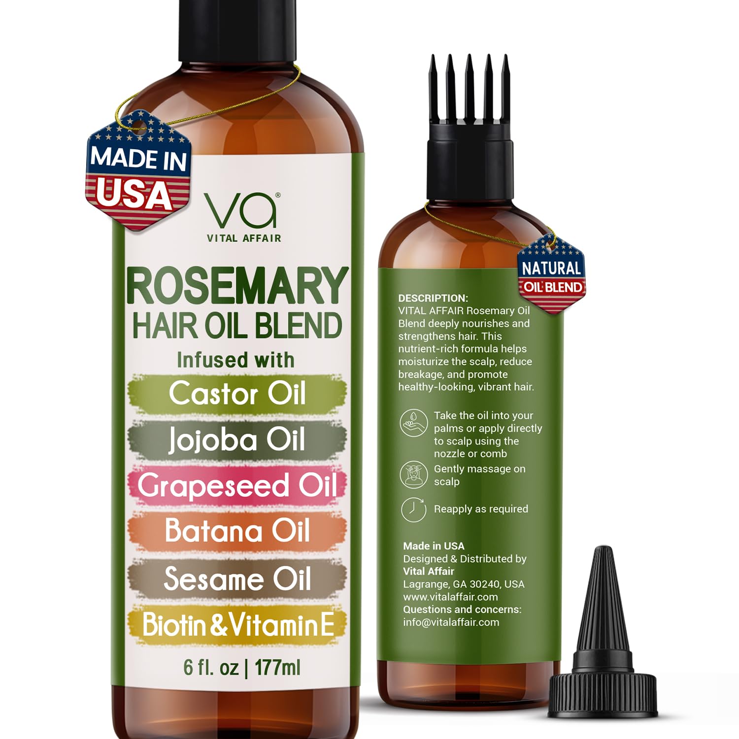 VITAL AFFAIR Blend Of Pure Rosemary Oil For Hair Growth With Castor, B