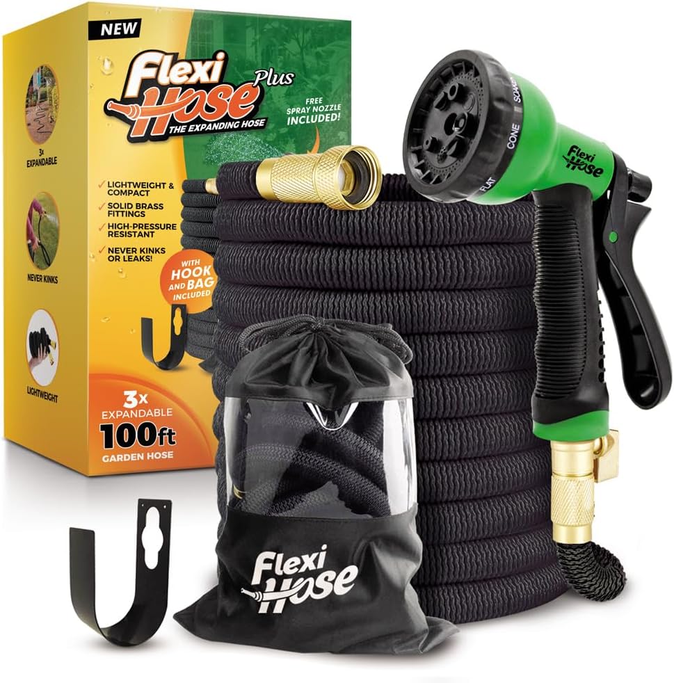 Flexi Hose PLUS with 8 Function Nozzle Expandable Garden Hose, Lightwe