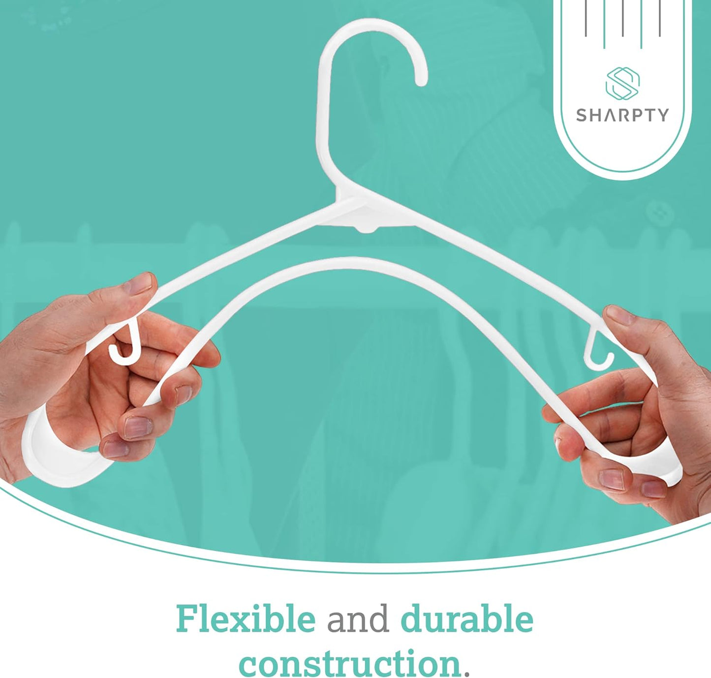 Sharpty Plastic Hangers Clothes Hangers for Clothing, Closet, Coats & Shirts - Durable & Space Saving - for Everyday Standard Use, Room Essentials & Basics - 20 Pack - White