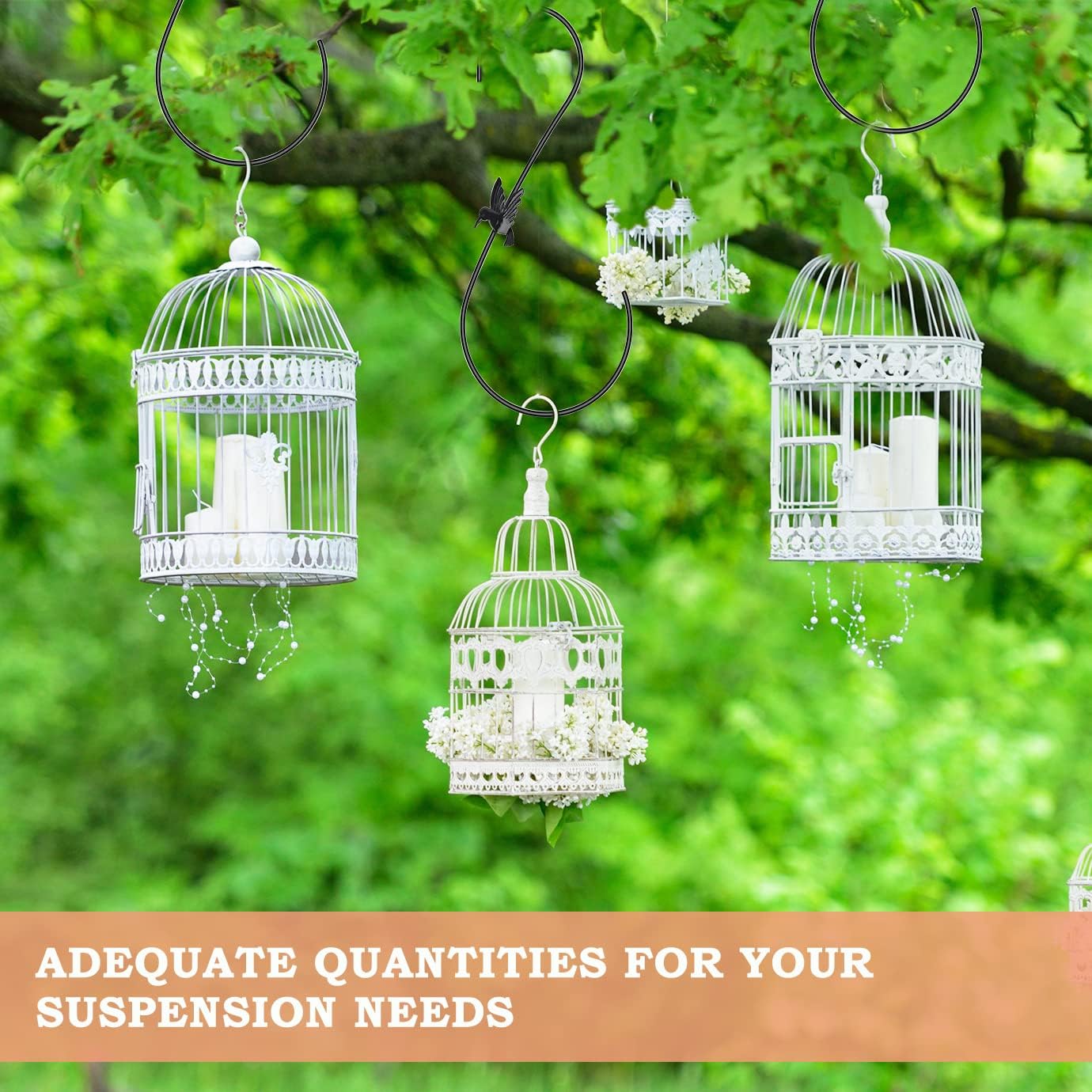 4PCS Metal Hummingbird Feeder Hook,Stainless Steel Bird Feeder Hook Hanger 12-Inch,Tree Branch Hook,Metal Hanging S Hooks,Plant Hangers Outdoor for Hang Bird Feeder,Wind Chimes,Lanterns,Hanging Plants