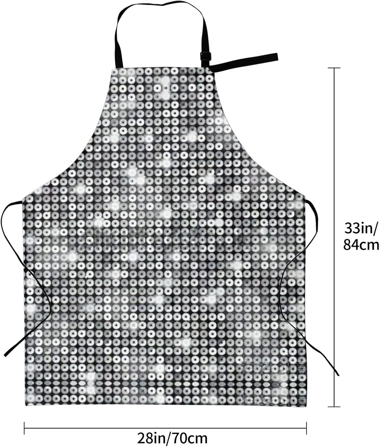 Silver Sequin Sparkle Pattern Print 28 x 33in Waterproof Apron with Pockets Fashionable Versatile Smock for Baking
