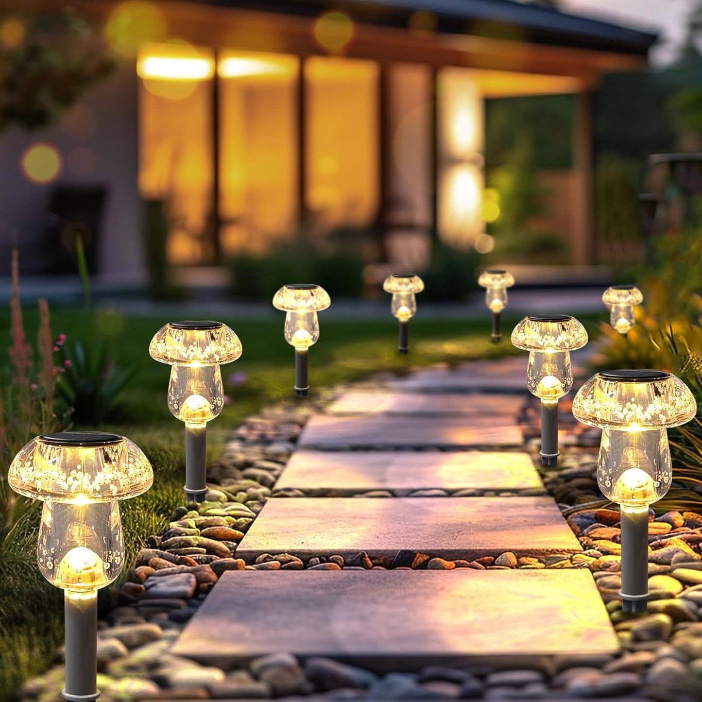 Solar Lights Outdoor, 8 Pack Mushroom Lights Outside Waterproof, Solar