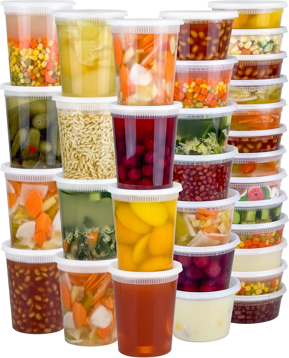 60 Sets (120-Piece) Deli Containers with Lids, 32/16/8 oz X 20 Set Eac