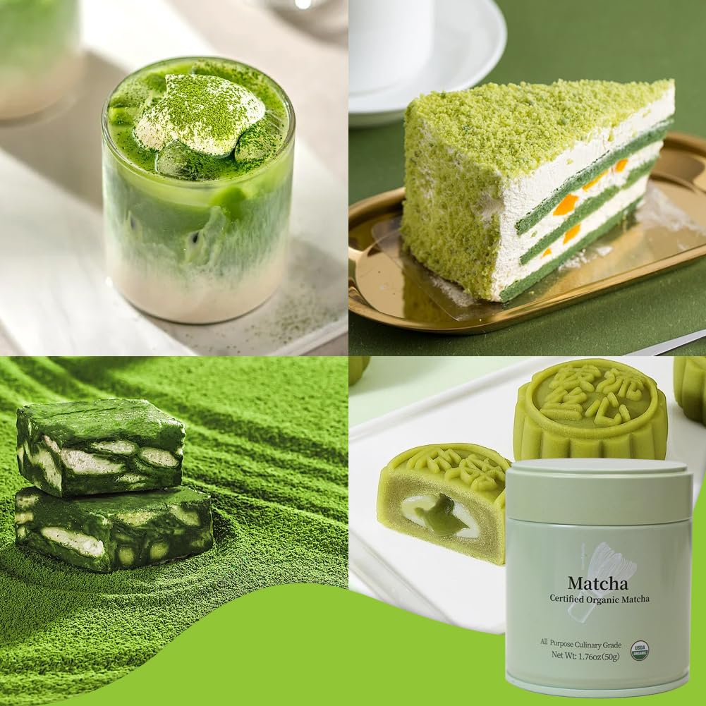 MatchAdmire Premium First Harvest USDA Certified Organic Green Tea Matcha Powder, Rich Flavor, 100% Vegan with No Fillers, Radiation-Free (50g Culinary Grade Matcha)