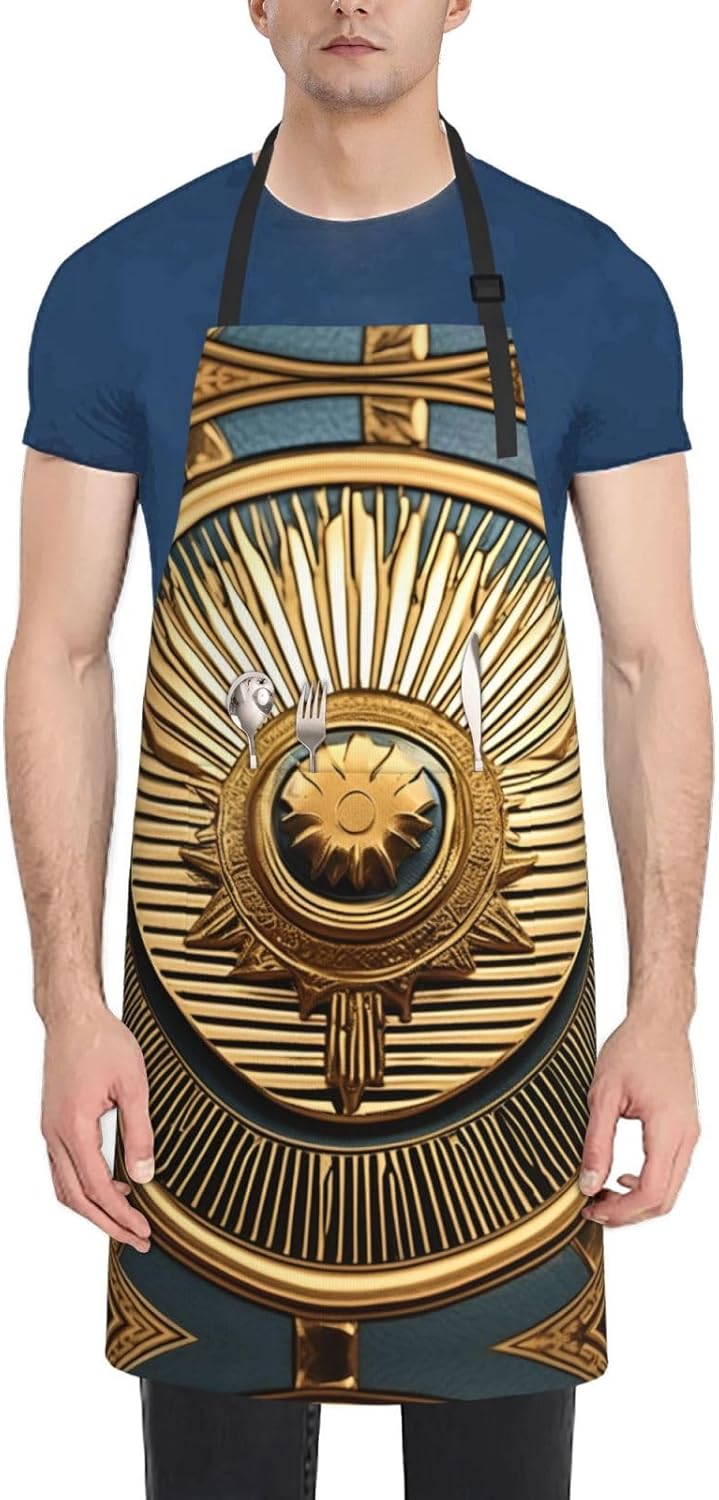 Sun Old Egyptian Timeless Grace print Waterproof chef's apron with pocket apron for kitchen cooking baking barbecue and gardening