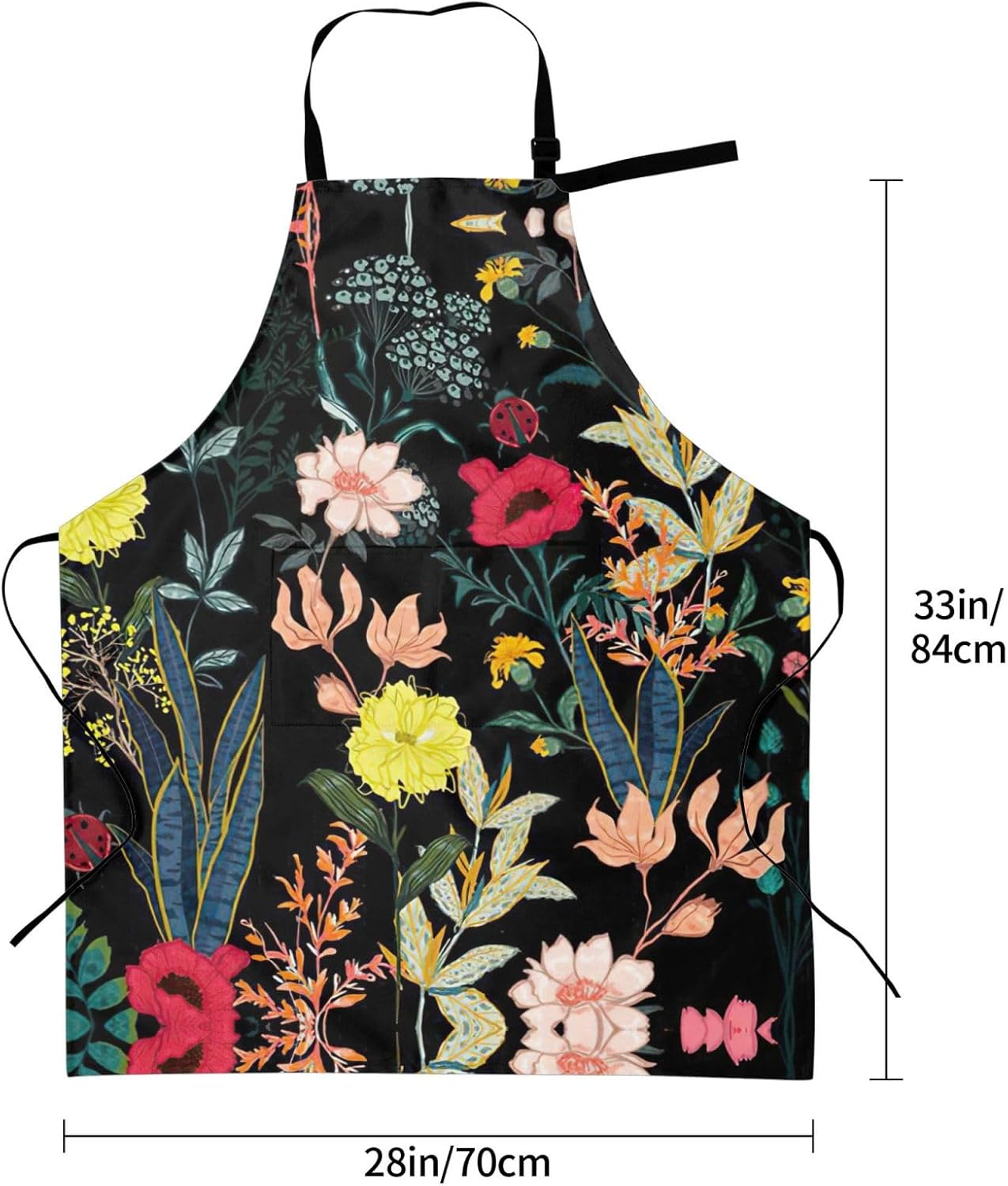 Colorful Boho Floral Print Laundry apron 28x33 In Waterproof Kitchen Apron with Pockets for Cooking Baking