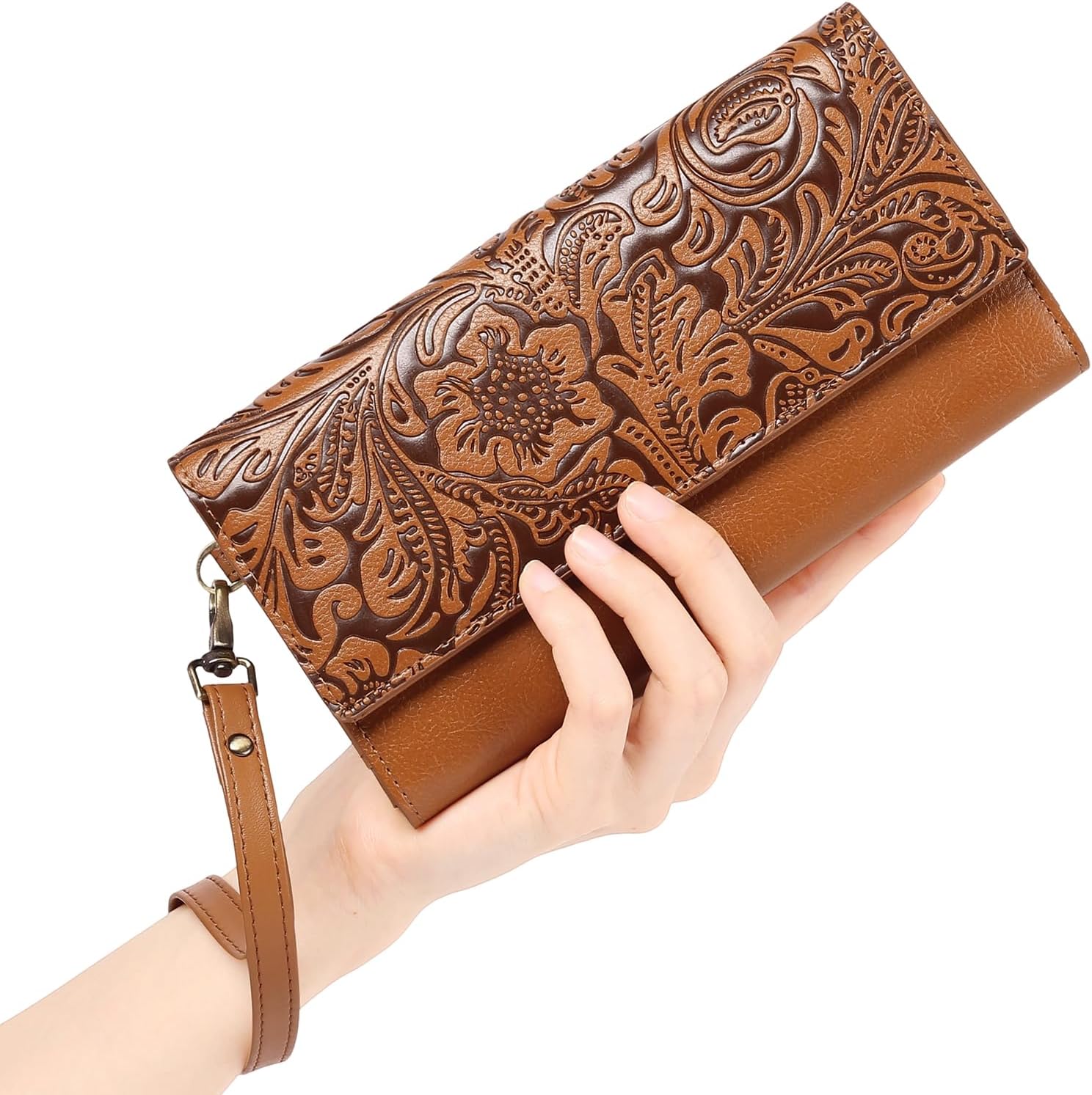 GOIACII Women's Wallet Wristlet RFID Blocking Ladies Clucth Purse Larg